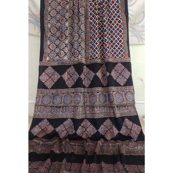 Ajrakh Block print Saree 